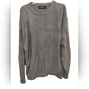 (M221) Vintage Carmel Grey Golf Club Crew neck Pullover Sweater Size XL